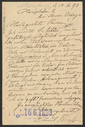 Brief an B. Schott's Söhne : 14.06.1893