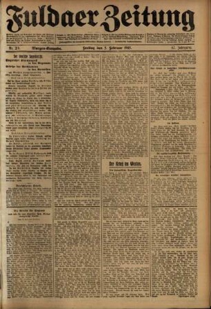 Erste Ausgabe vom Freitag, den 05. Februar 1915.