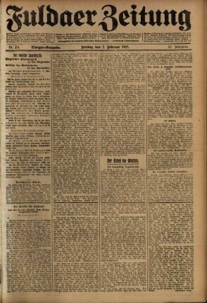 Erste Ausgabe vom Freitag, den 05. Februar 1915.