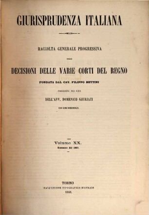 Giurisprudenza italiana. 20. 1868