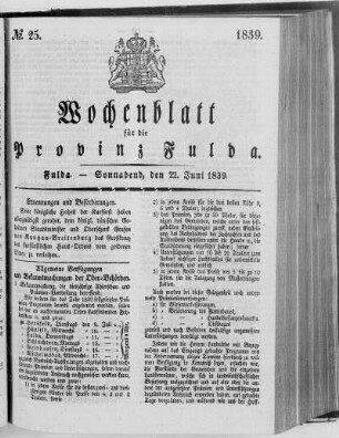 No. 25, Ausgabe vom 22. Juni 1839