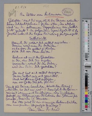 Brief an Detlev von Liliencron