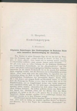 II. Hauptteil. Siedelungstypen.