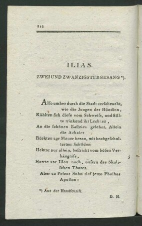 Ilias. Zweiundzwanzigster Gesang