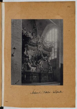 Nikolaikirche, Stralsund: Ansicht Taufbecken (aus: Skizzen- und Fotoalbum 25)