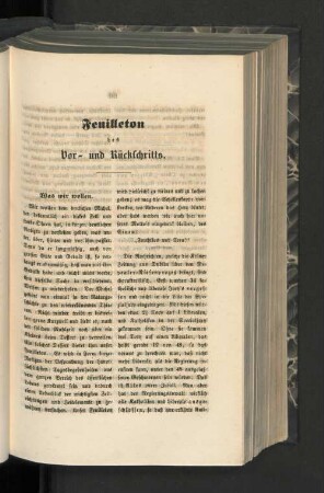 Feuilleton des Vor- und Rückschritts.