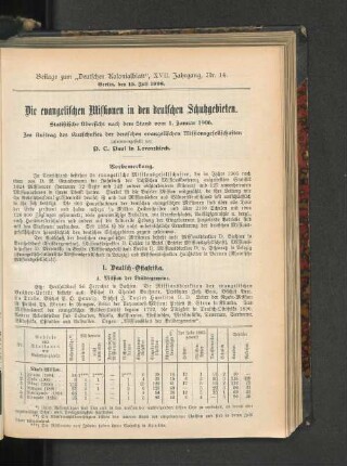 Die evangelischen Missionen in den deutschen Schutzgebieten.