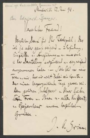Brief an Edward Speyer : 12.05.1894