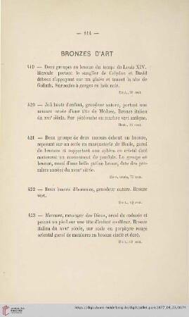 Bronzes d'Art (Nr. 419 - 451)