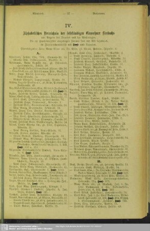 IV. Einwohnerverzeichnis : IV. Alphabetisches Verzeichnis der selbständigen Einwohner Limbachs