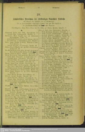 IV. Einwohnerverzeichnis : IV. Alphabetisches Verzeichnis der selbständigen Einwohner Limbachs