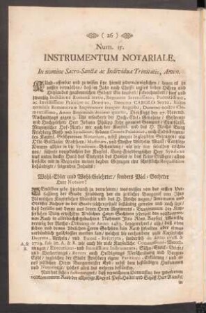 Num. 15. Instrumentum Notariale. ...