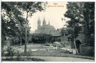 Eger (Böhmen). Blick von der Kaiserburg zur Basilika St. Nikolaus