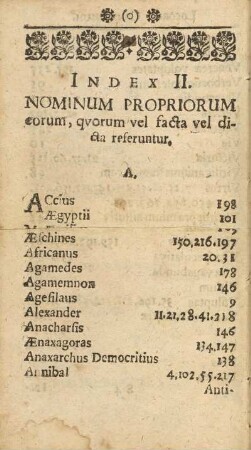 Index II. Nominum Propriorum eorum, qvorum vel facta vel dicta referuntur