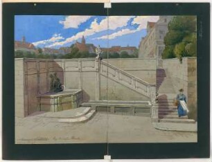 Brunnen mit Pferdetränke Monatskonkurrenz Januar 1910: Perspektivische Ansicht