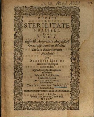 Theses De Sterilitate Muliebri