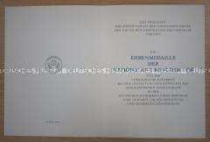 Urkunde zur Ehrenmedaille der Nationalen Front