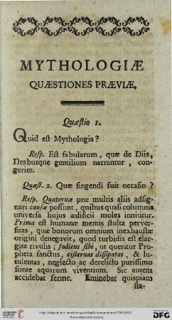 Mythologiae quaestiones praeviae