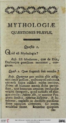 Mythologiae quaestiones praeviae