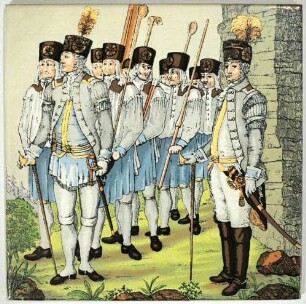 Gruppe von Blaufarbenarbeiter mit einem Faktor und einem Farbmeister 1792
