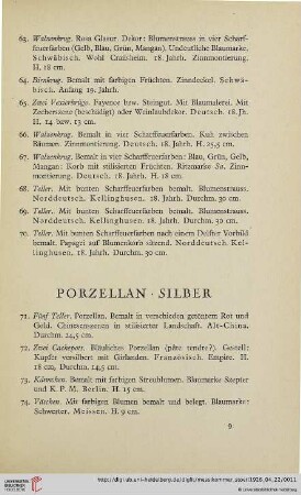 Porzellan, Silber (Nr. 71-122)