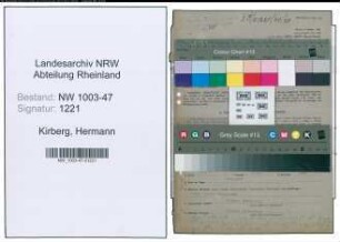 Entnazifizierung Hermann Kirberg , geb. 23.11.1894 (Landgerichtsdirektor)