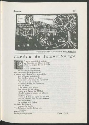 Partiendo leña : linóleum de Renée Magariños