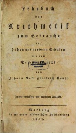 Lehrbuch der Arithmetik