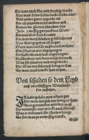 Von schaden so dem Leyb auß uberflüssigen Weinsauffen zustehet.