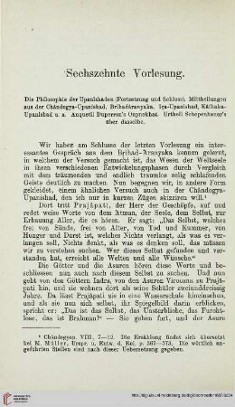 Sechszehnte Vorlesung