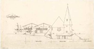Gsaenger, Gustav; Hirschegg / Kleinwalsertal (Österreich); Ev. Kreuz Kirche - Erweiterung u. Klostergebäude, Südostseite (Ansicht)