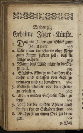 Siebenzig Geheime Jäger-Künste