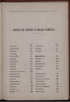 Indice Dei Generi E Delle Famiglie