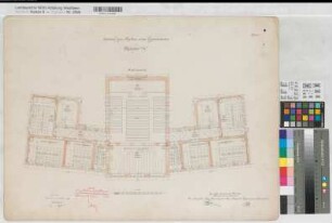 Münster (Münster) Neubau des Gymnasiums Paulinum Blatt 6 Grundriß 2. Stockwerk 1895 1 : 100 48 x 65 (kol.) Zeichnung Borggreve; Held KSM Nr. 1239,6