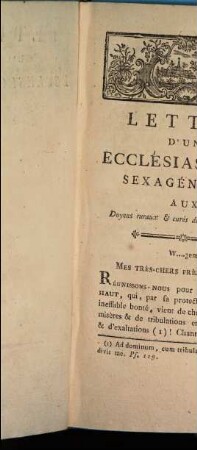 Lettre d'un ecclésiastique sexagénaire : aux Doyens ruraux & curés de la Belgique