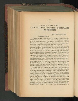 Lettre de M. Jean Ajalbert. L'E.F.E.O. et sa Fonction Enseignante Indochinoise.