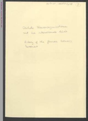 Deutsche Frauenorganisationen und ihre internationale Arbeit