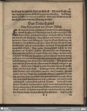 Das Dritte Capitel Von Gelegenheit der Stadt Züllich