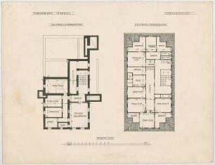 Dolmetsch, Theodor; Stuttgart - Münster; Ev. Gemeindehaus - Grundriss UG, Grundriss DG