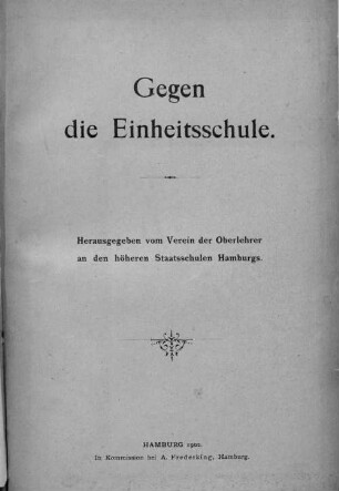 Gegen die Einheitsschule