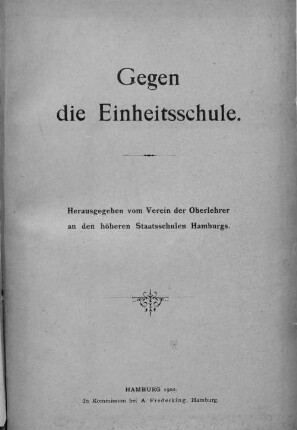Gegen die Einheitsschule