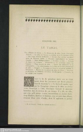 Chapitre XIII. Le Tabac