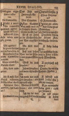 Dialogus vigesimus octavus = Das Acht und Zwantzigste Gespräch = Dwudziesta y Osma Rozmowa