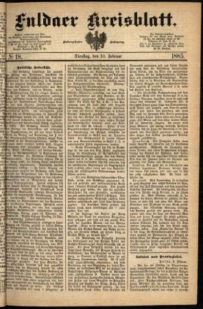 Ausgabe vom Dienstag, den 10. Februar 1885.