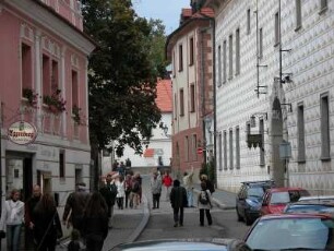 Cesky Krumlov - Innenstadtgasse : Die Altstadt von Cesky Krumlov, aufgenommen 2005