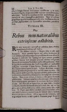 Titulus III. De Rebus non naturalibus extrinsecus adhibitis
