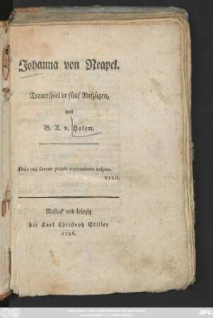 Johanna von Neapel : Trauerspiel in fünf Aufzügen