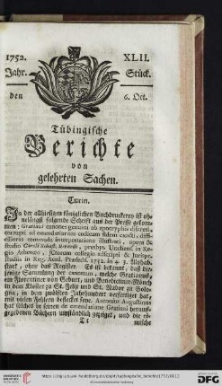 [XLII.-XLV. Stück] (October 1752)
