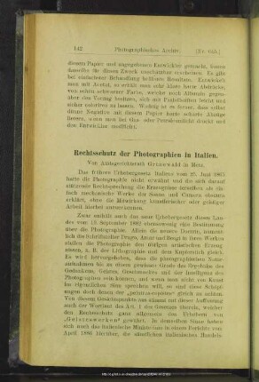 Rechtsschutz der Photographien in Italien