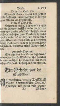 Ein Gebedt vor de Stefföldern.